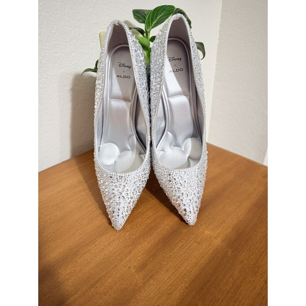 Disney x ALDO Stessy 100 Silver Rhinestone Crystal Stiletto Pumps Heels Sz 8 US - Picture 7 of 10
